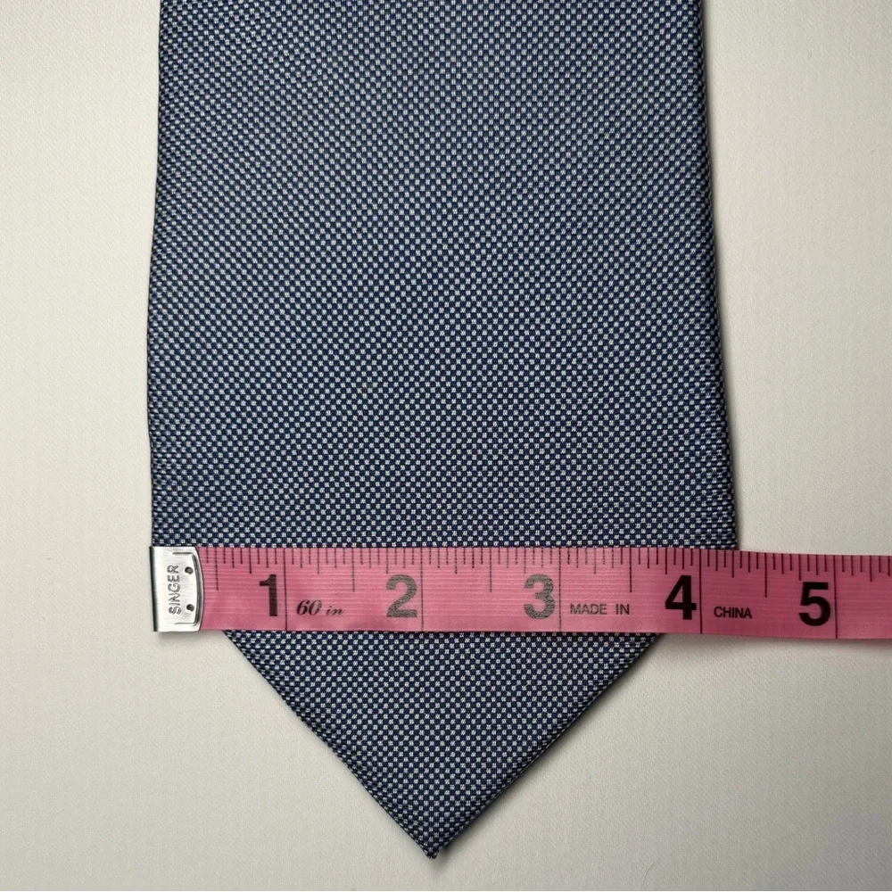 Brooks Brothers Pure Silk Navy Blue Small Checkered Pattern Wide Neck Tie‎